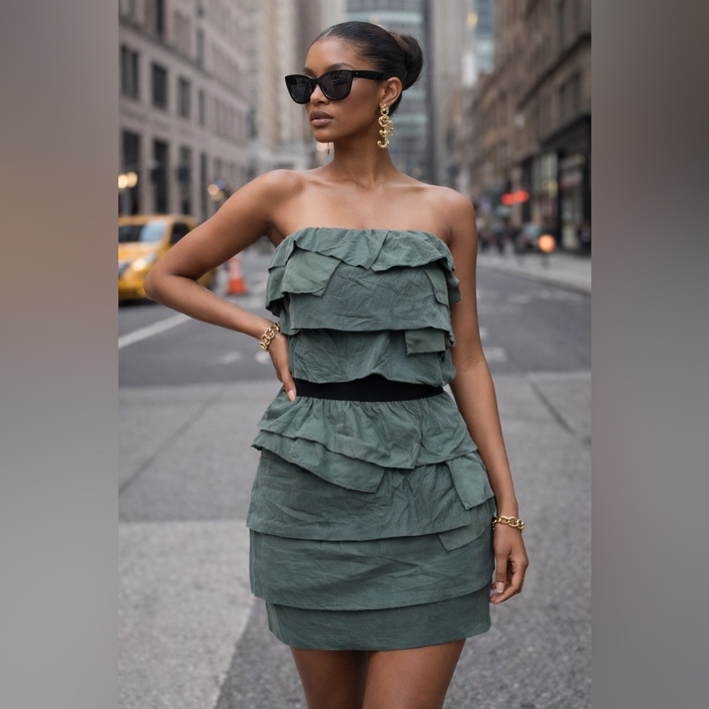 Juicy Couture Sage Green Ruffle Tube Dress – NWT | Small Petite